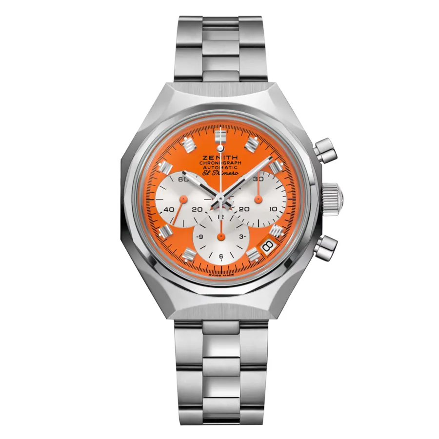 Zenith DEFY Chronograph USM, the standard 2025 model in USM Pure Orange, front view