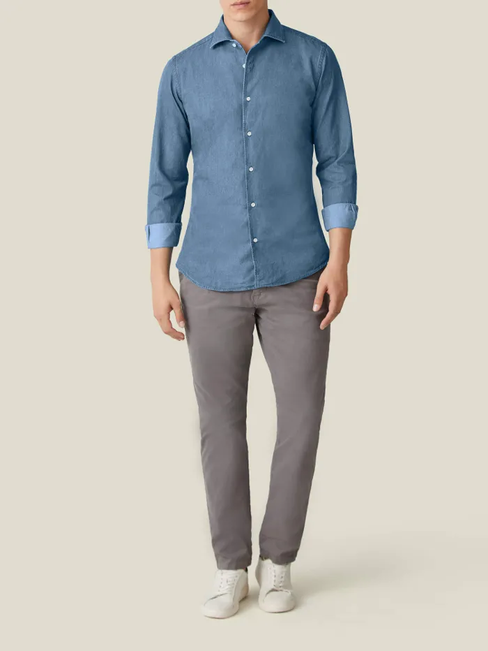 Luca Faloni Classic Denim Shirt, Classic Blue