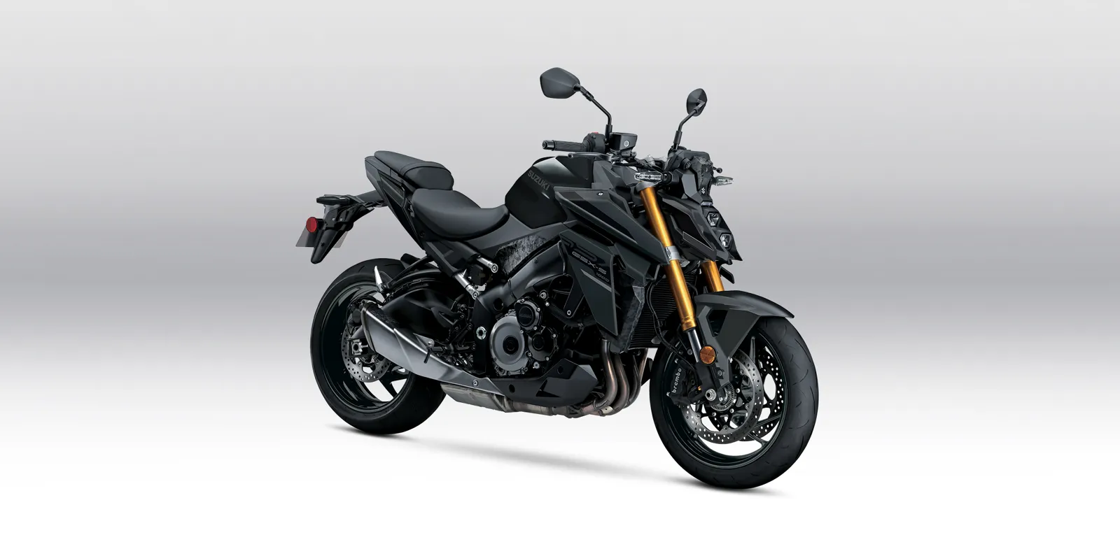 2027 Suzuki GSX-S1000 naked streetfighter in black on a grey studio backdrop