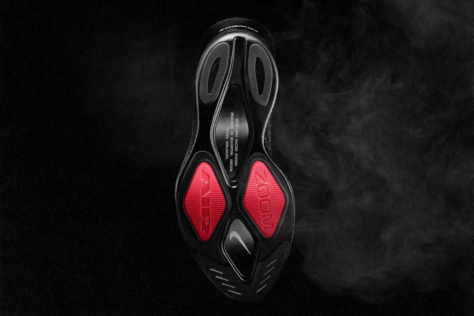 Outsole of the Nike Apex with red Air Zoom pods